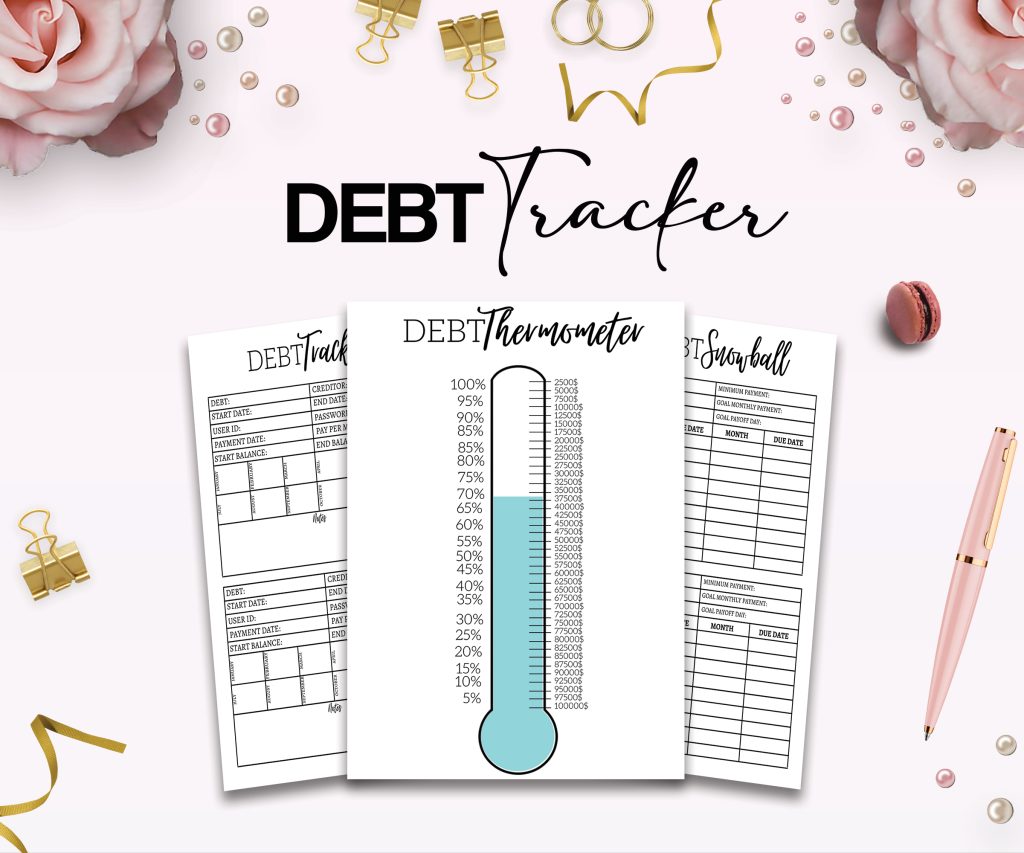 Debt Tracker 3 Editable Canva Templates for Journal, Canva editable interior to track your Debt 6×9″ COMMERCIAL USE canva Debt tracker
