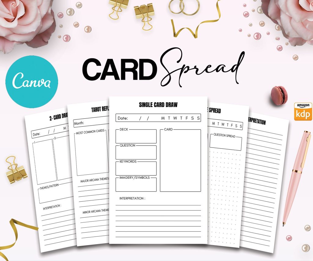 Tarot Cards Template Journal for kids 6×9″ Canva 8 Editable Template, Canva Kids editable interior digital and printable, canva_kdp