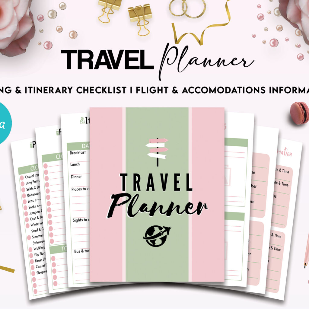travel journal template Planner Editable 12 Templates for Journal, Canva Planner editable interiors Bundle Canva editable