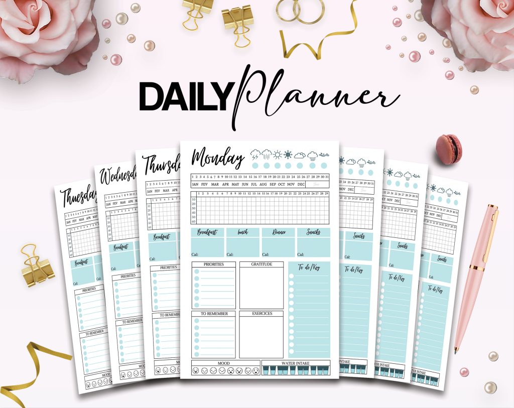 Daily Planner Template for Journal, Canva Editable Interior COMMERCIAL ...