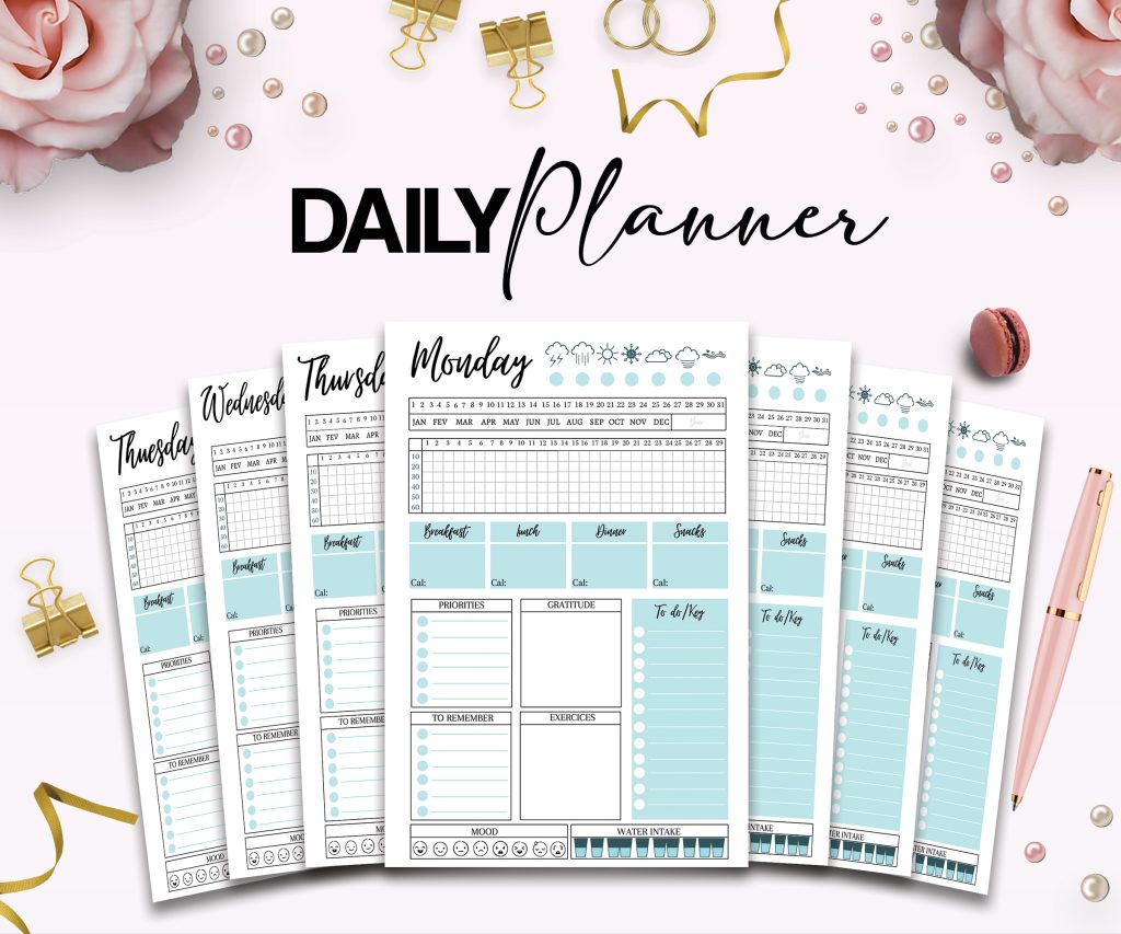 Daily Planner Template Canva Daily Planner Template for Journal, Canva Planner editable interior COMMERCIAL USE Canva editable