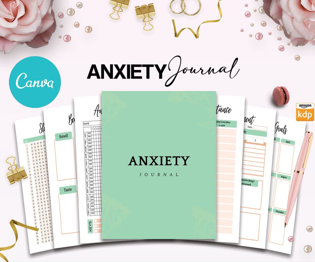 Anxiety Journal Template Anxiety Journal with questions, Therapy workbook 8.5×11″ Canva Editable 30 Templates, Canva interior with prompt, digital and printable anxiety_journal