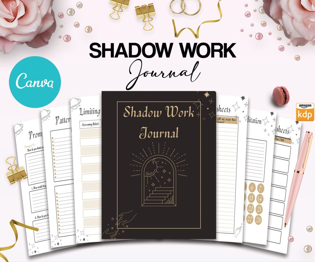 Shadow work guided journal With Prompts 100 Editable Templates, 8.5×11″ Canva Planner editable interiors Bundle COMMERCIAL Use guided journal