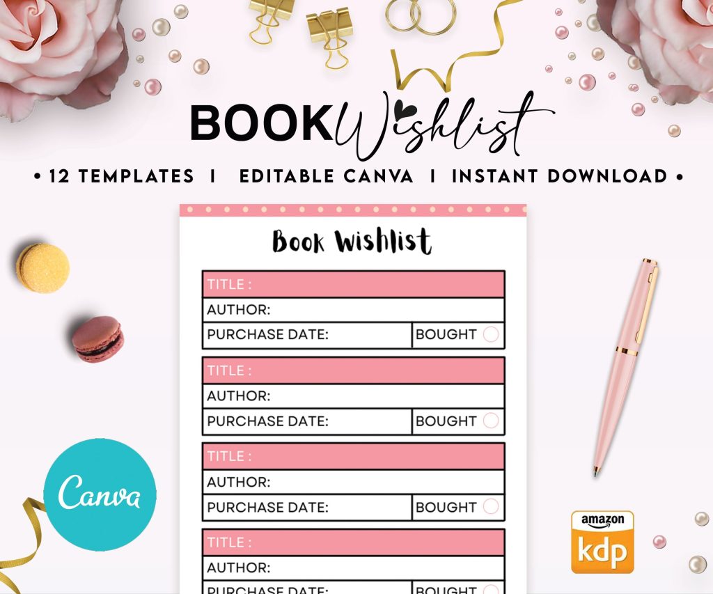 Book Planner / logbook 12 Editable Templates for Journal, Canva Planner editable interior book_planner