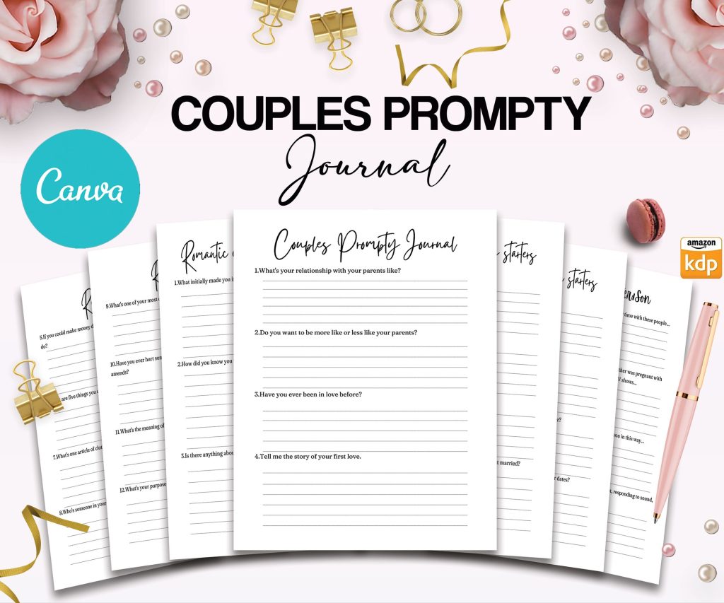 Couplesand Relationship guided journal With Prompts 26 Editable Templates, 8.5×11″ Canva Planner editable interiors Bundle COMMERCIAL Use Couples journal