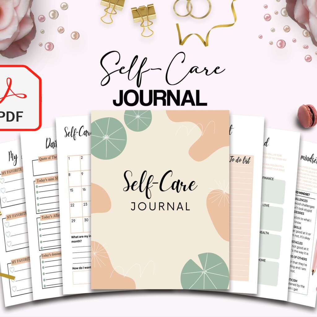 Self-care self love wellness, guided journal With Prompts 63 Pages PDF, 8.5×11" Printable Planner PDF Bundle COMMERCIAL Use