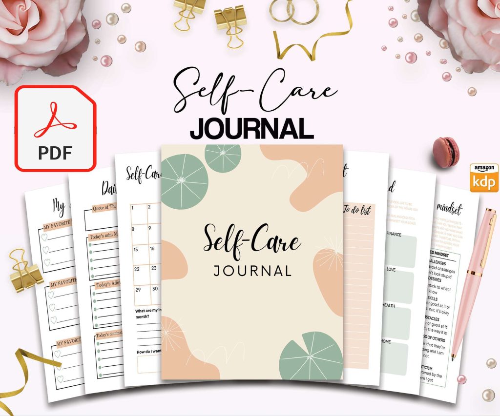 Self-care self love wellness, guided journal With Prompts 63 Pages PDF, 8.5×11" Printable Planner PDF Bundle COMMERCIAL Use