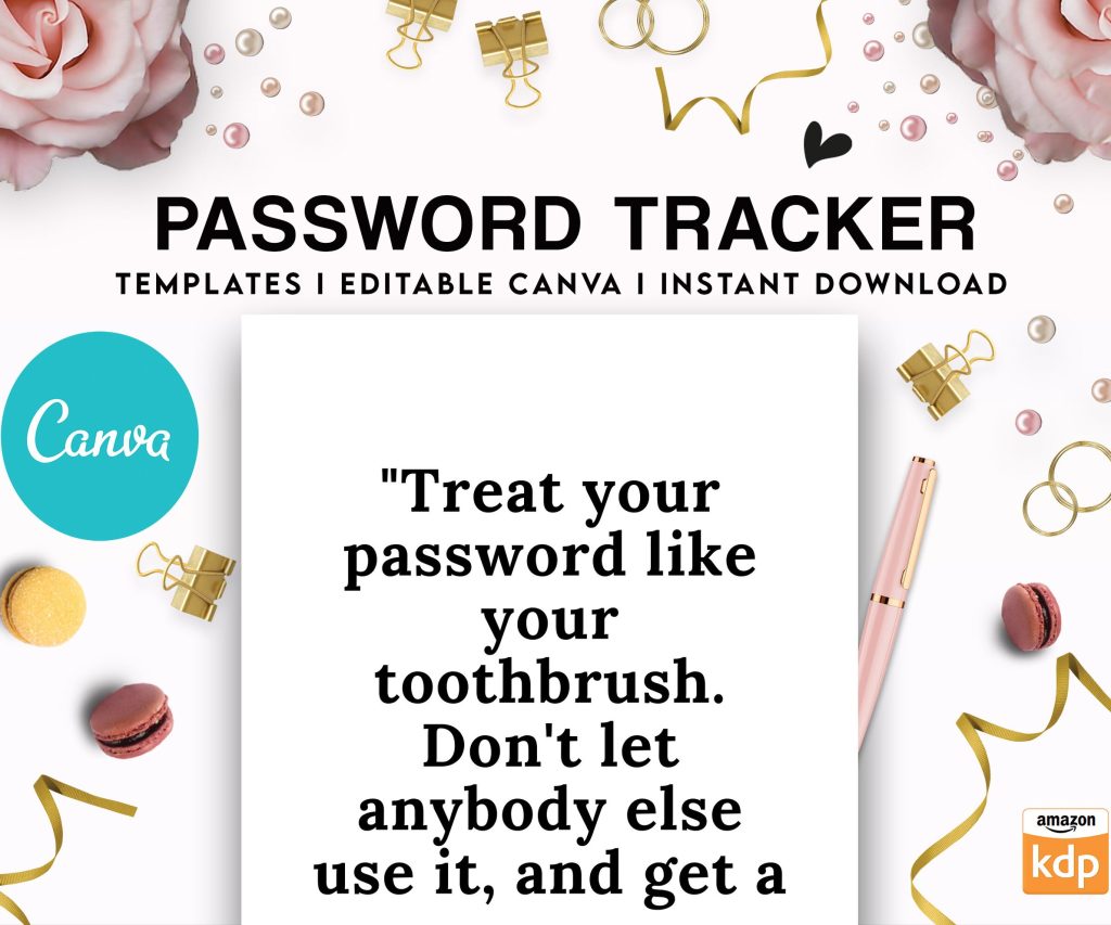 Canva editable Password Tracker book template Commercial Use, Canva interior Template Canva editable