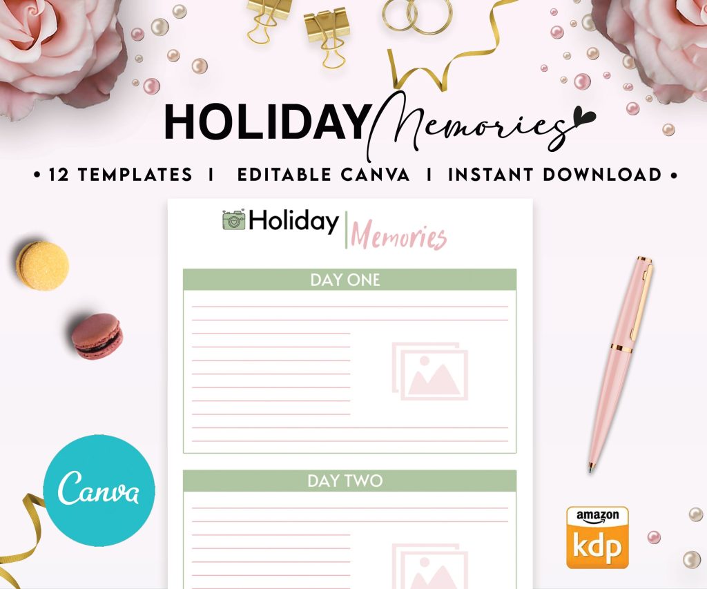 Travel Planner Editable 12 Templates for Journal, Canva Planner editable interiors Bundle Canva editable