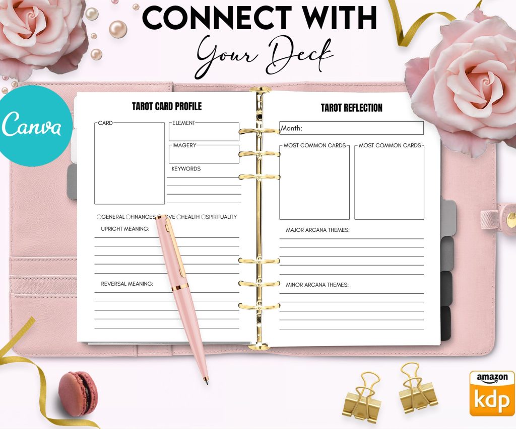 Tarot Cards Journal for kids 6×9″ Canva 8 Editable Template, Canva Kids editable interior digital and printable, canva_kdp