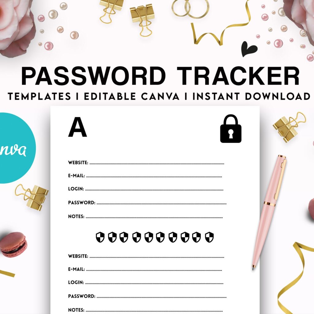 password template printable Canva editable Password Tracker book template Commercial Use, Canva interior Template Canva editable