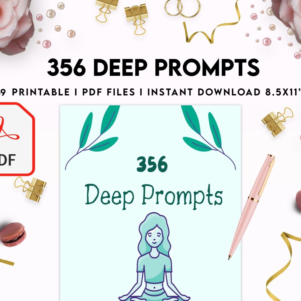 365 Prompts Journal, Mental Health Journal, Self Care Journal, Writing Prompts, PDF Printable, 8,5×11″ A4 size, binder journal Anxiety Tracker