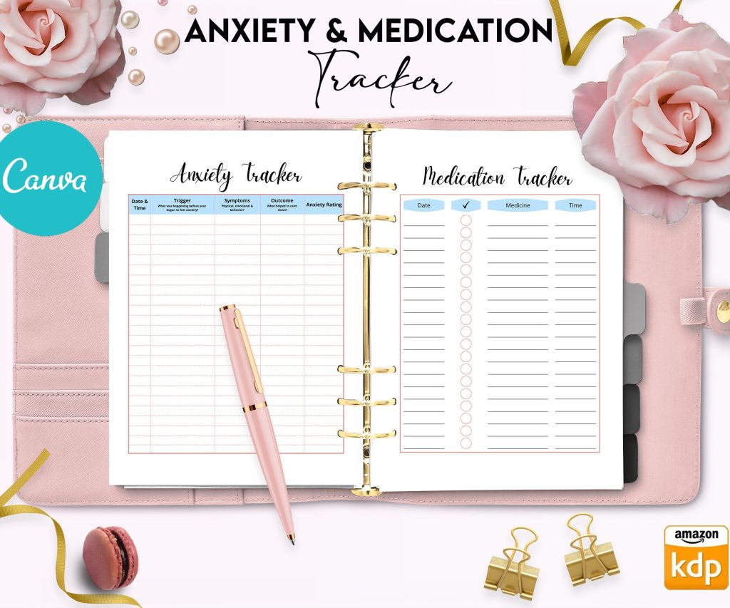 Mental Health guided therapy journal With Prompts 60 Editable Templates, 8.5×11″ Canva Planner editable interiors Bundle COMMERCIAL Use anxiety journal