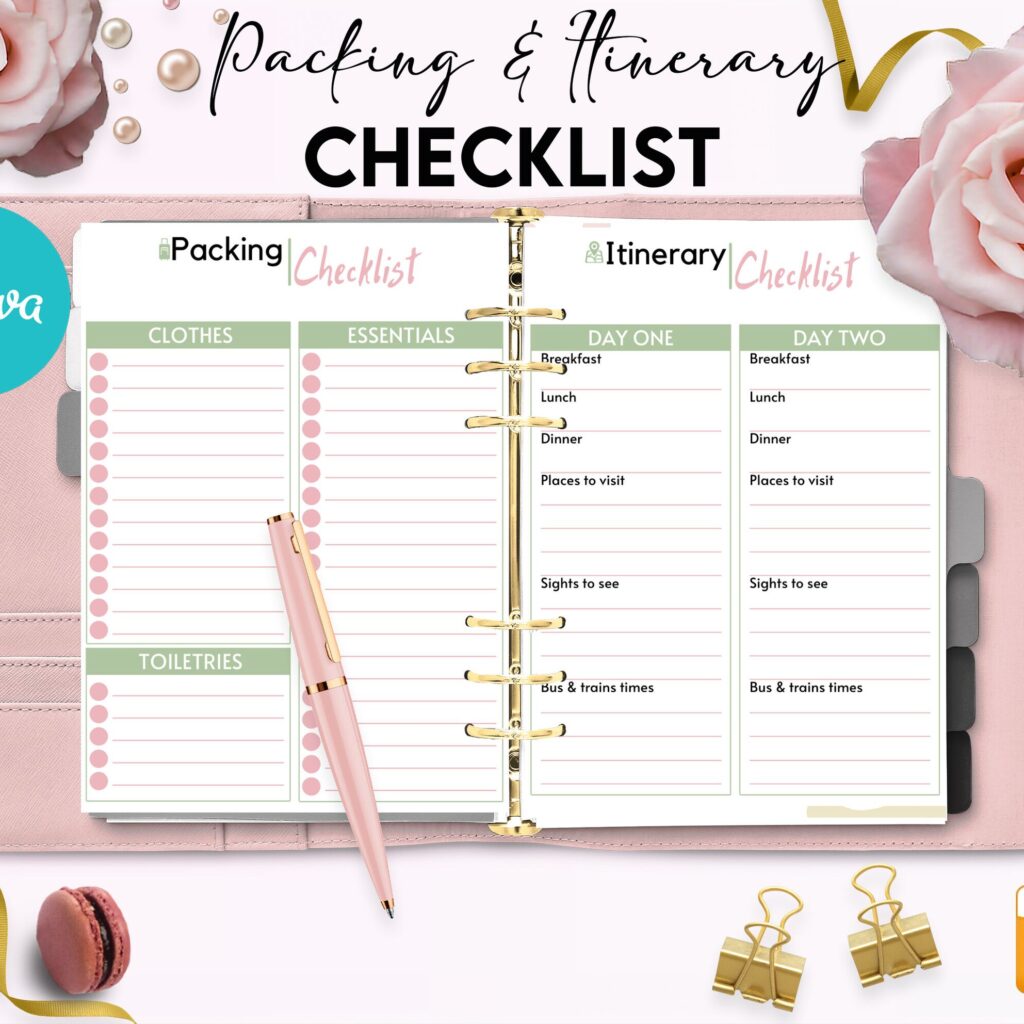 Travel Planner Editable 12 Templates for Journal, Canva Planner editable interiors Bundle Canva editable