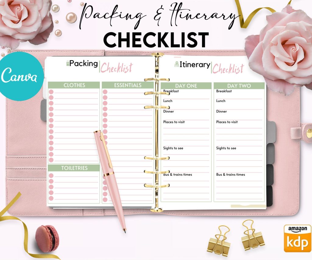 Travel Planner Editable 12 Templates for Journal, Canva Planner editable interiors Bundle Canva editable