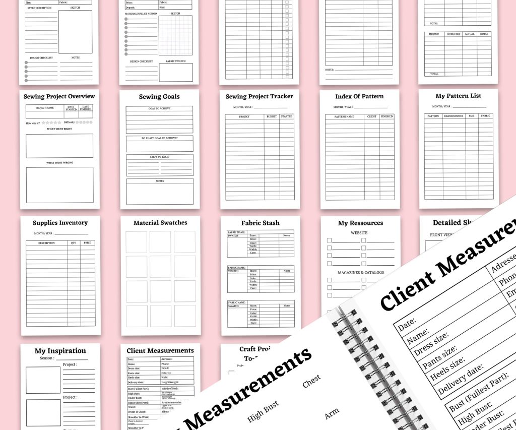 Sewing Projects Plannerand Organizer 27 Editable Templates for Journal, Canva Planner editable interiors Bundle canva_kdp_journal