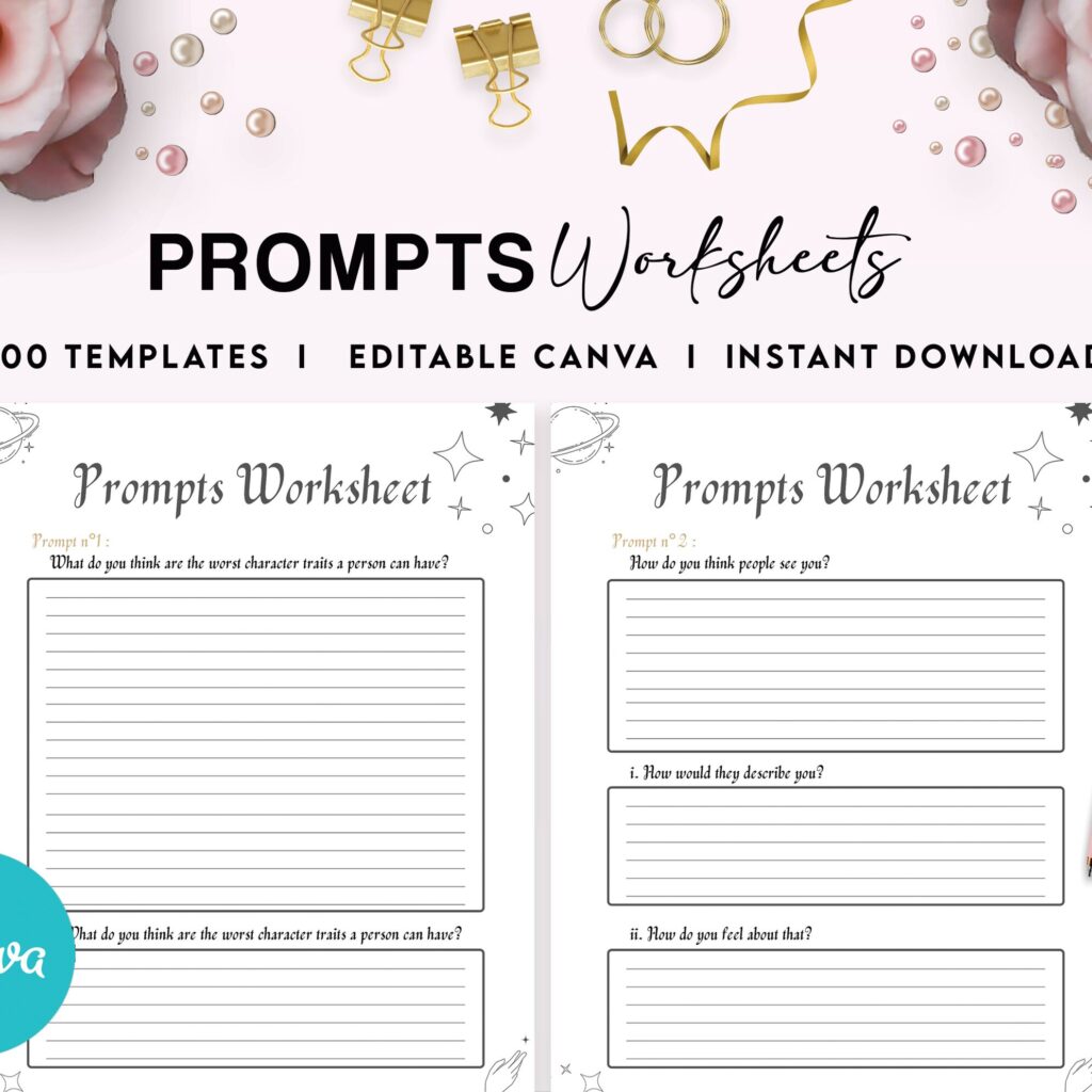 Shadow work guided journal With Prompts 100 Editable Templates, 8.5×11″ Canva Planner editable interiors Bundle COMMERCIAL Use guided journal
