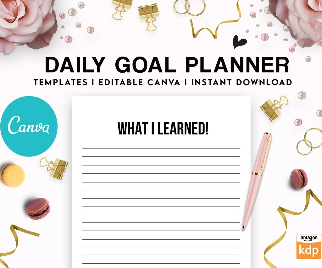 Canva Daily Goal Planner 5 Templates for Journal, Canva Planner editable interiors Bundle COMMERCIAL USE canva_kdp
