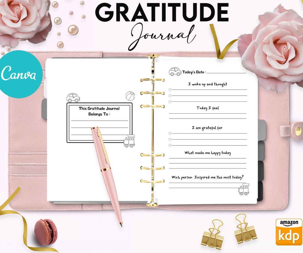 Gratitude Journal for kids 6×9″ Canva Editable Template, Canva Kids editable interior digital and printable, gratitude_canva
