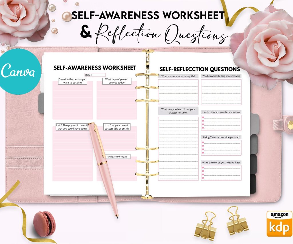 Self-confidenceand self-esteem guided journal With Prompts 34 Editable Templates, 8.5×11″ Canva Planner editable interiors Bundle COMMERCIAL Use guided journal