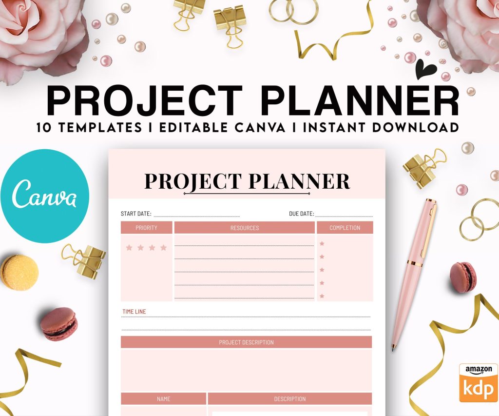 Canva Daily Weekly Monthly Planner 10 Templates for Journal, Canva Planner editable interiors Bundle COMMERCIAL USE Canva editable