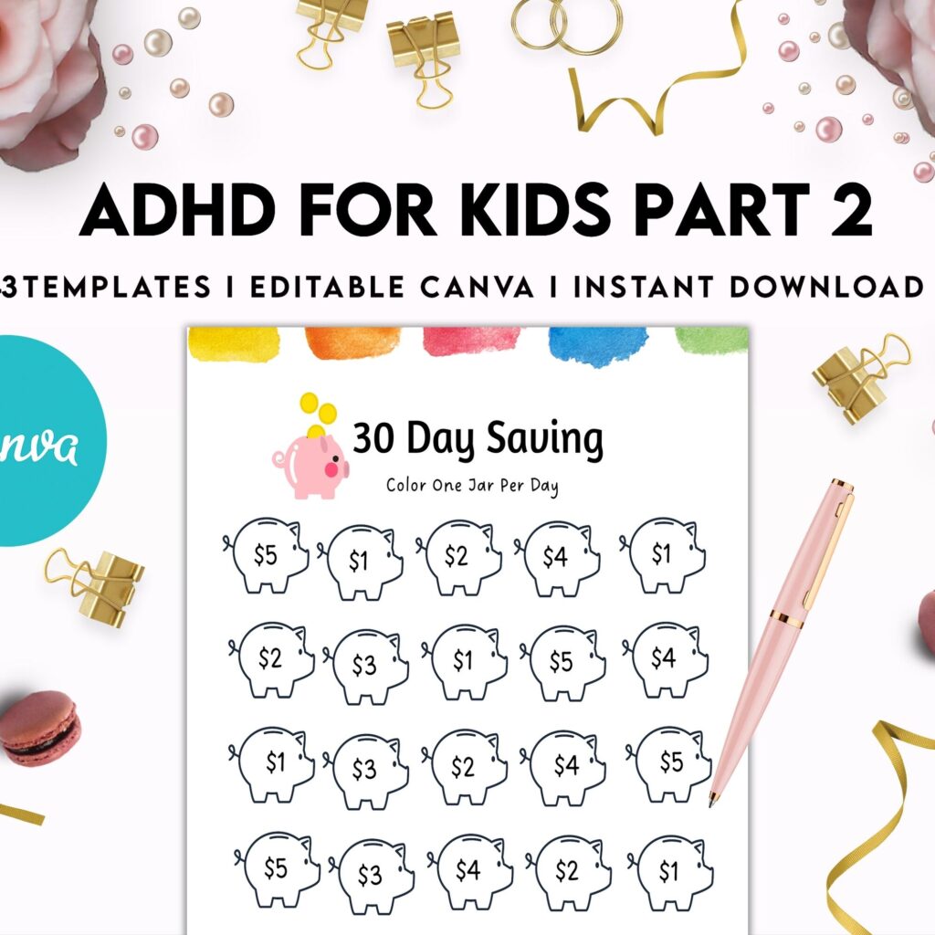 ADHD Planner For Kids , Editable Templates Kids ADHD Planner, Kids School Planner, ADHD Planner Sheets, Colorful Planner, Canva Editable Templates, interior adhd