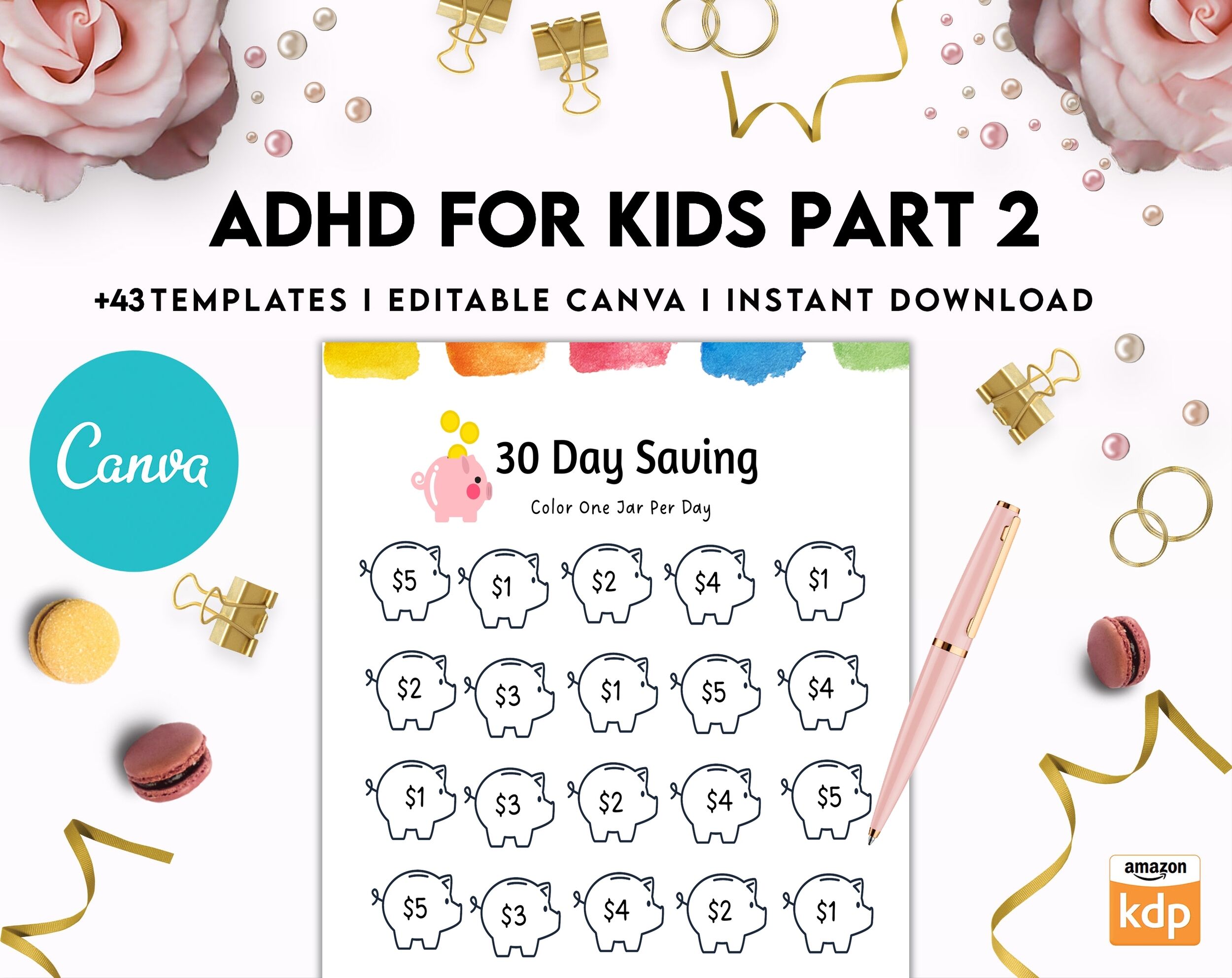 ADHD Planner For Kids , Editable Templates Kids ADHD Planner, Kids School Planner, ADHD Planner Sheets, Colorful Planner, Canva Editable Templates, interior adhd