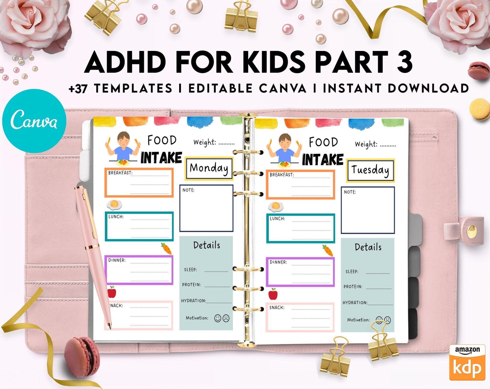 ADHD Planner For Kids , Kids School Colorful Planner Sheets, Canva ...