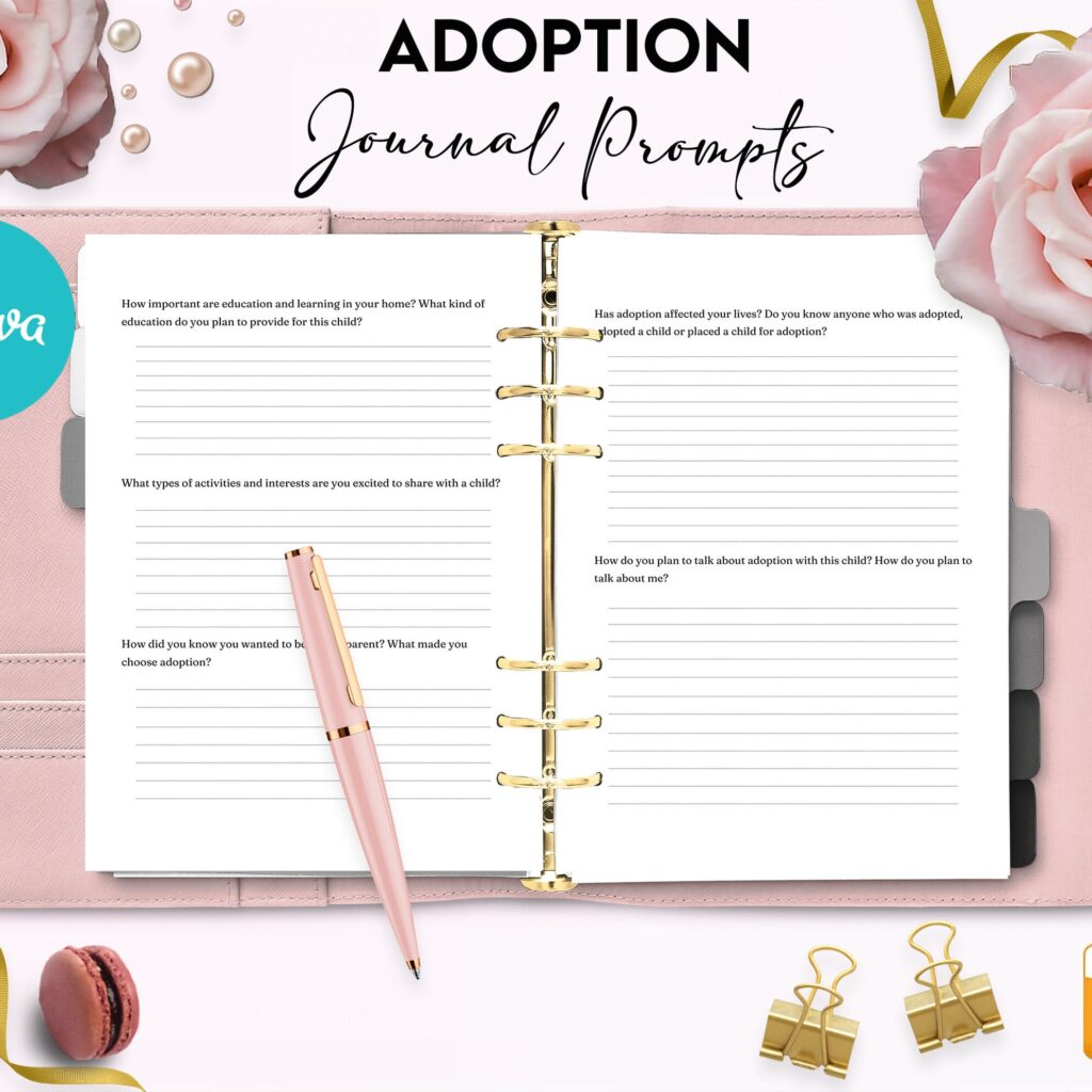 Adoption Promptly Journal 46 Editable Templates, 8.5×11″ Canva Planner editable interior COMMERCIAL Use Adoption Promptly Journal