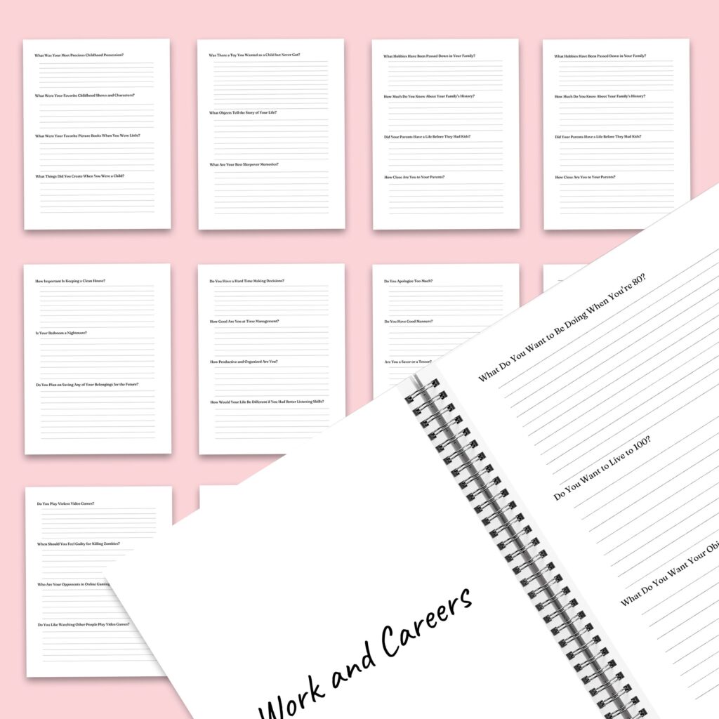 Autobiography Promptly Journal 100 Editable Templates, 8.5×11″ Canva Planner editable interior COMMERCIAL Use Autobiography Journal