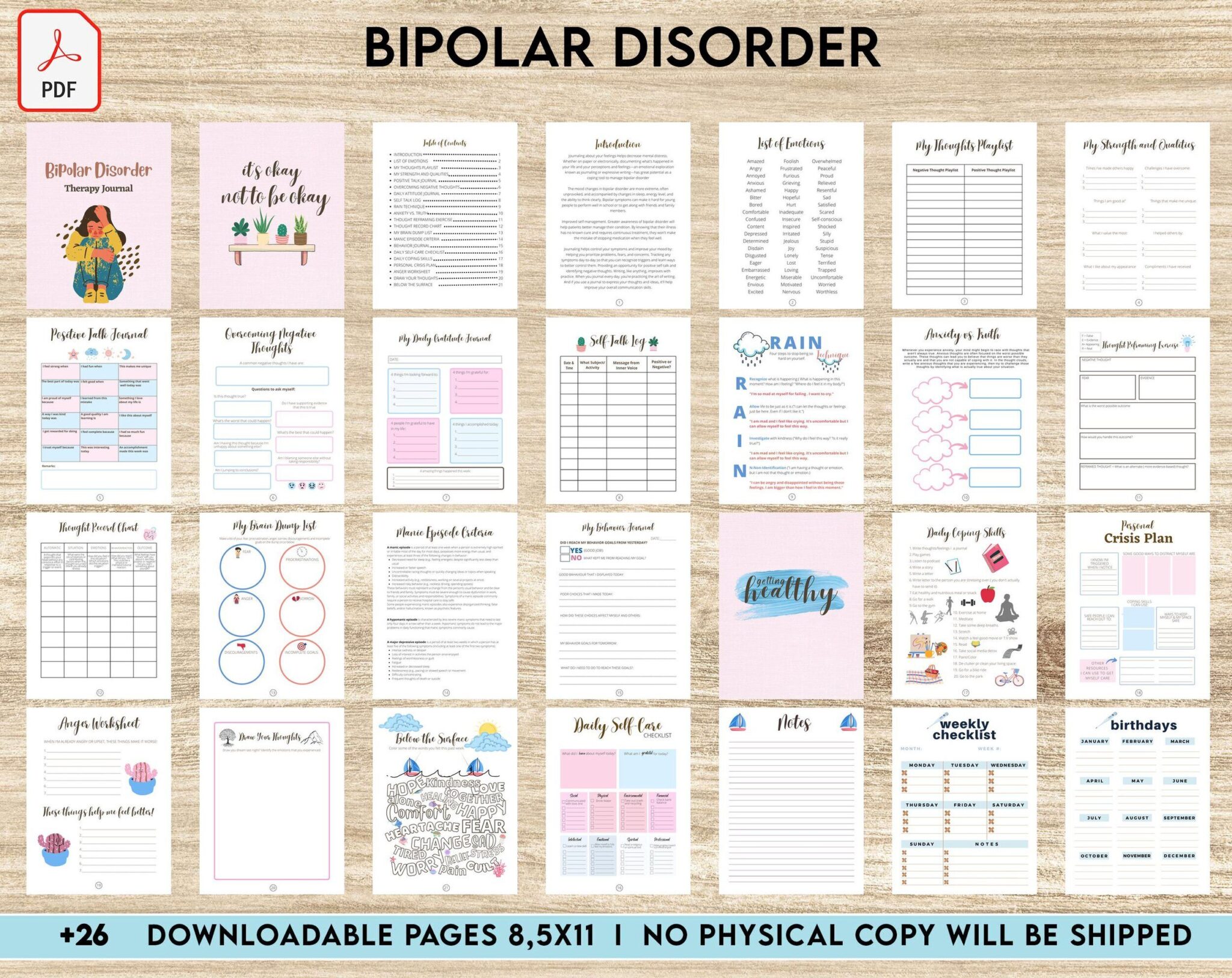 Journaling Prompts for Therapy, Bipolar Disorder Journal: Mental Health ...
