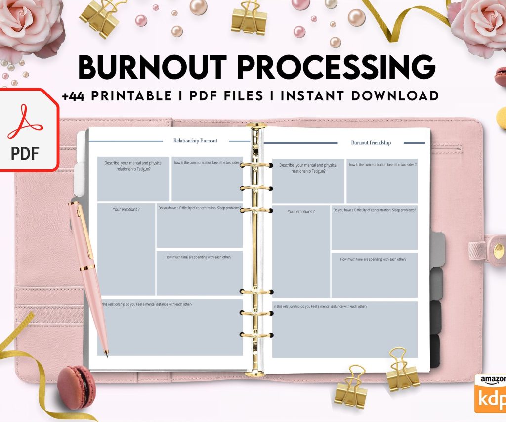 Burnout Processing Journal, Stress Employment Burnout, Relationship Burnout, Emotional Burnout, Burnout & Anxiety, Mental Health Journal PDF Printable, 8,5×11″ A4 size anxiety