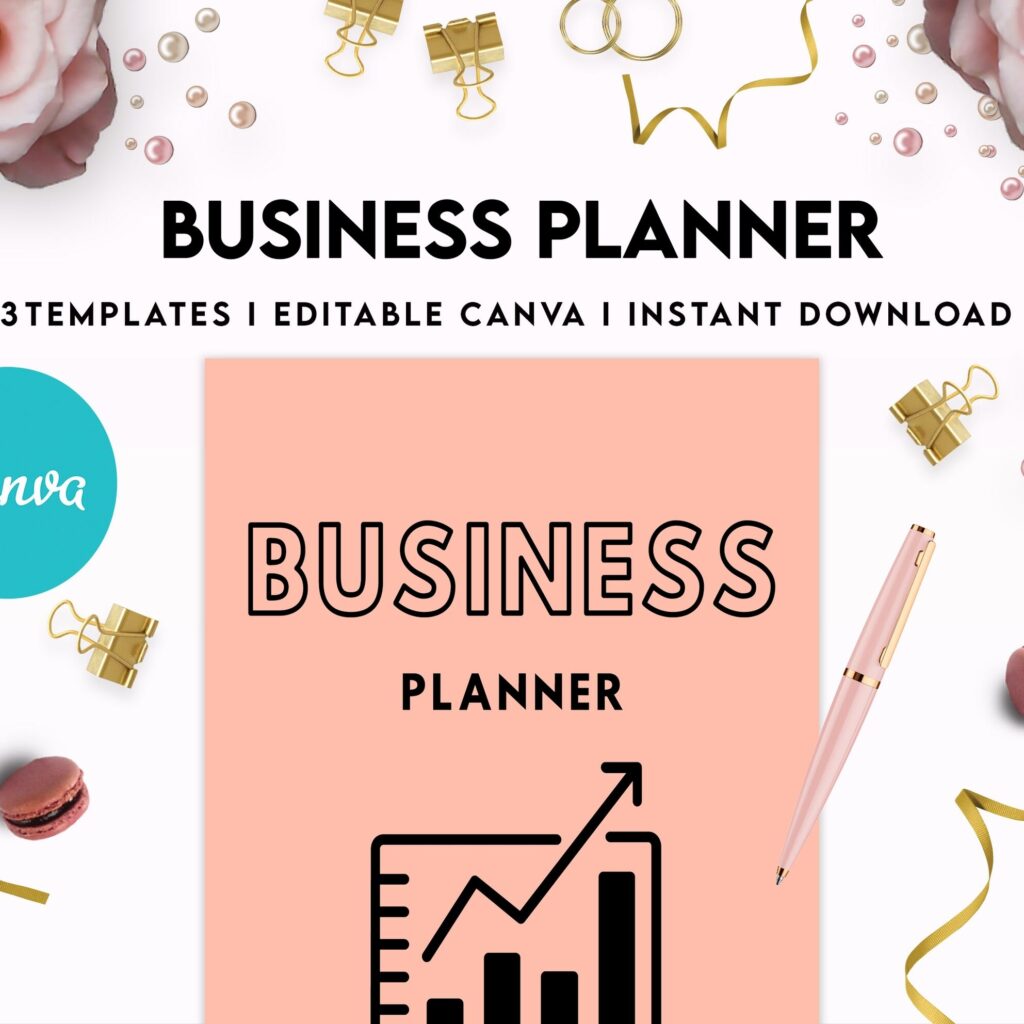 Editable Templates Business Planner, Small Business Plan, Online Business planner, Business Planner Sheets, Canva Editable Templates, interior business binder