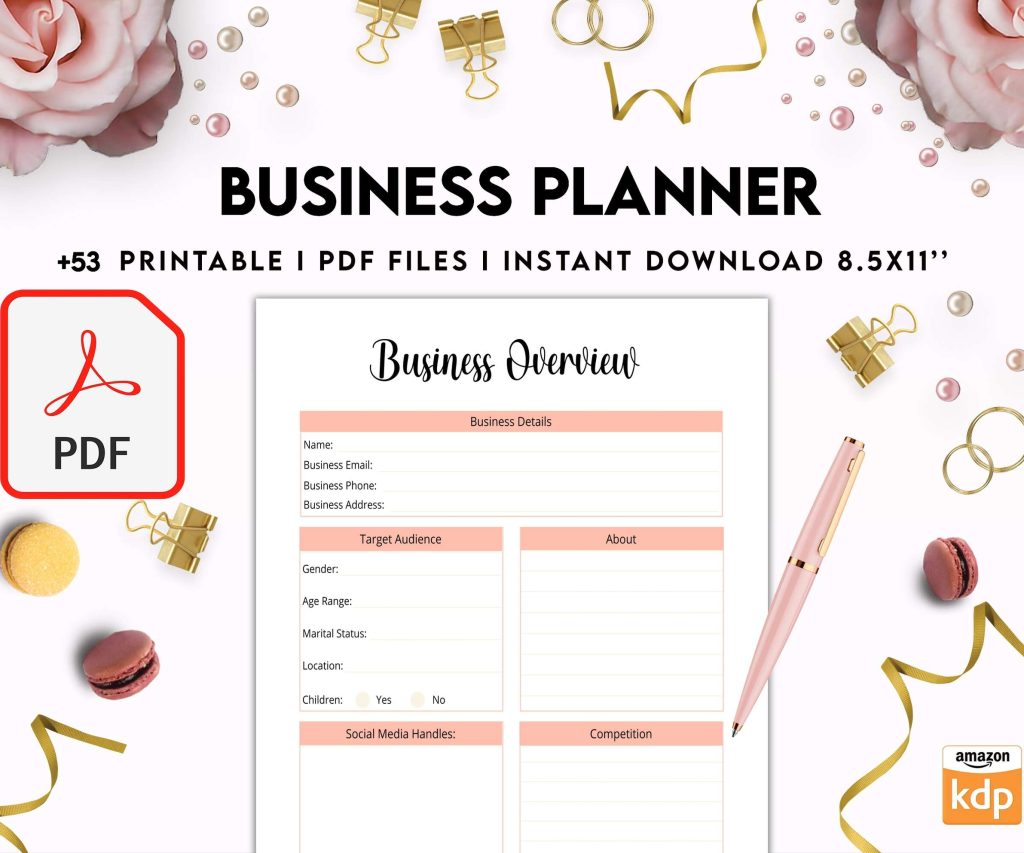 Business Planner, Small Business Plan, Online Business planner, Business Planner Sheets, PDF Printable, 8,5×11″ A4 size