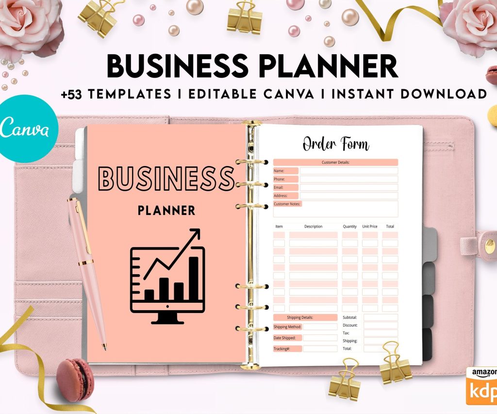 Editable Templates Business Planner, Small Business Plan, Online Business planner, Business Planner Sheets, Canva Editable Templates, interior business binder