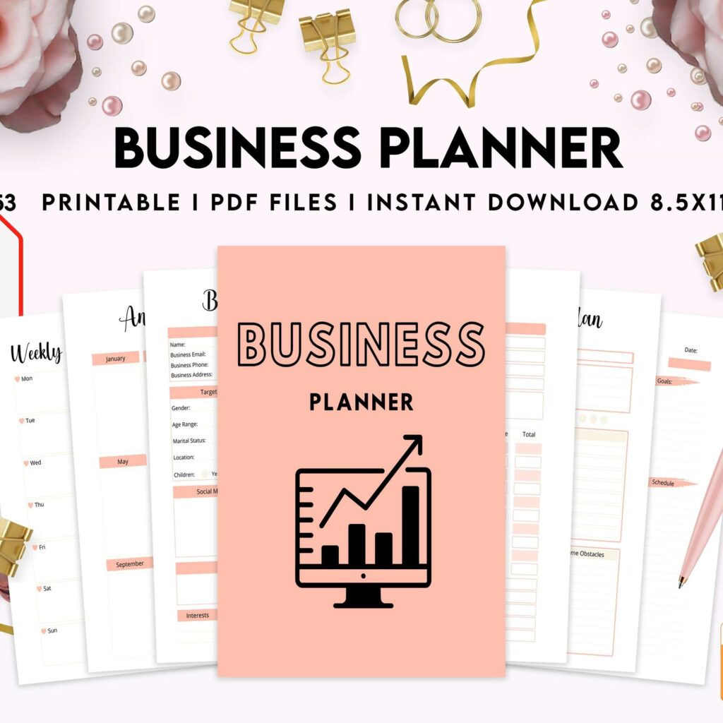 Business Planner, Small Business Plan, Online Business planner, Business Planner Sheets, PDF Printable, 8,5×11″ A4 size