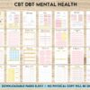 CBT + DBT Mental Health Journal & Worksheets, Situation Processing & Coping, CBT DBT therapy, PDF Printable, 8,5×11″ A4 size anxiety