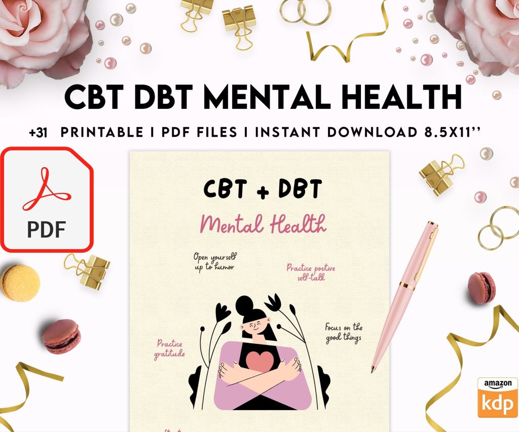 CBT + DBT Mental Health Journal & Worksheets, Situation Processing & Coping, CBT DBT therapy, PDF Printable, 8,5×11″ A4 size anxiety