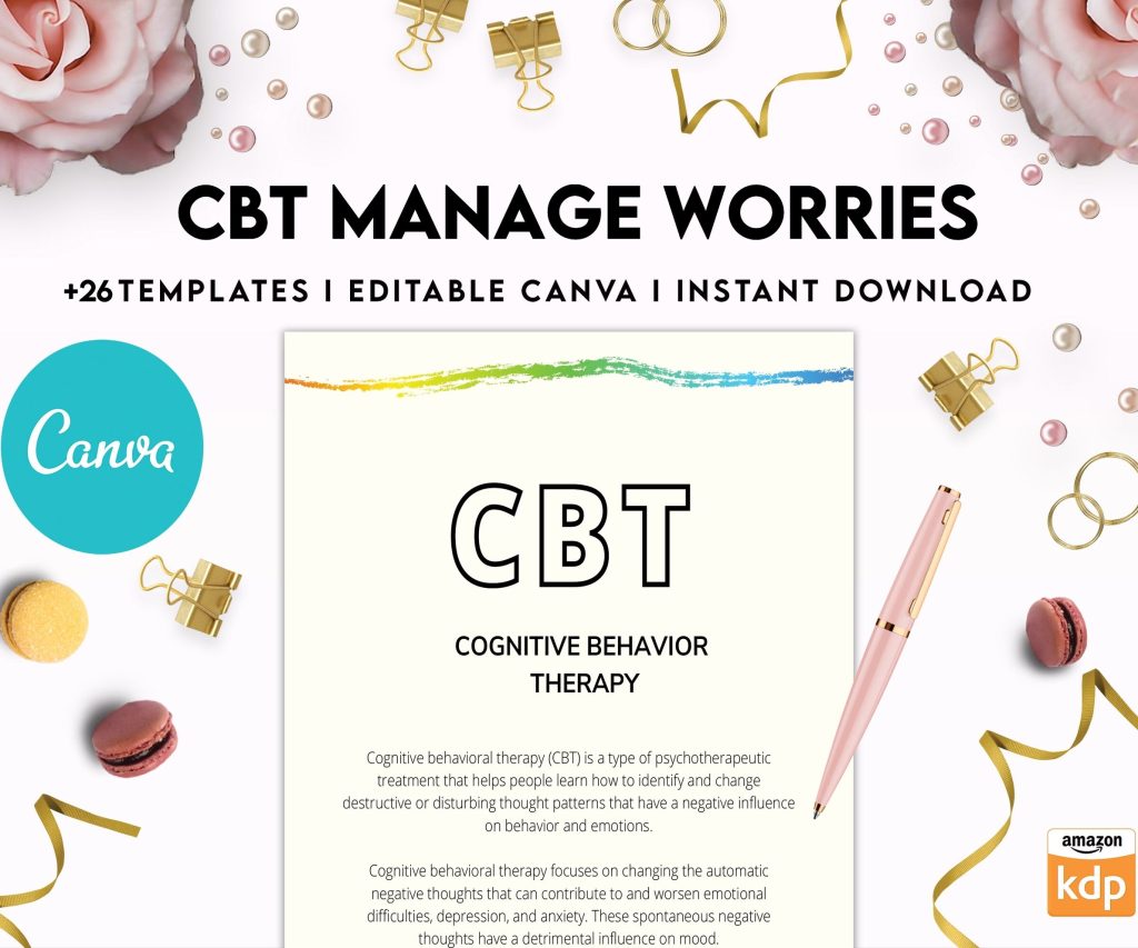 CBT activity book for Adults and kids age 12+, therapy worksheets, therapy tools, therapy resources, zones of regulation, anxiety, Canva Editable Templates, interior anxiety resources
