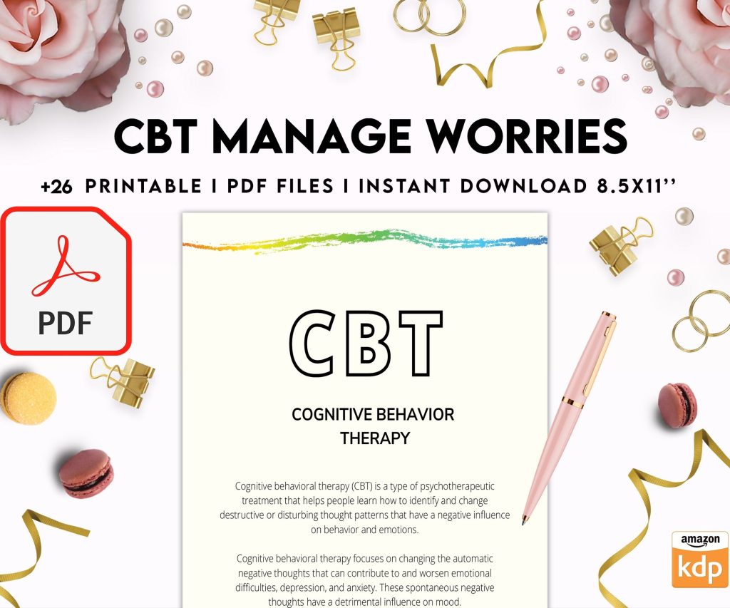 CBT activity book for Adults and kids age 12+, therapy worksheets, therapy tools, therapy resources, zones of regulation, anxiety, PDF Printable, 8,5×11″ A4 size anxiety resources