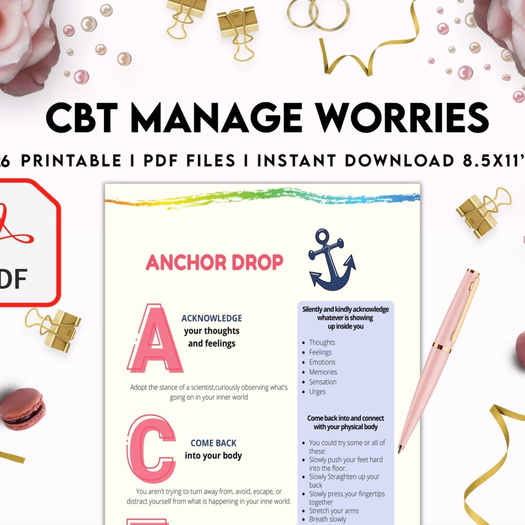 CBT activity book for Adults and kids age 12+, therapy worksheets, therapy tools, therapy resources, zones of regulation, anxiety, PDF Printable, 8,5×11″ A4 size anxiety resources