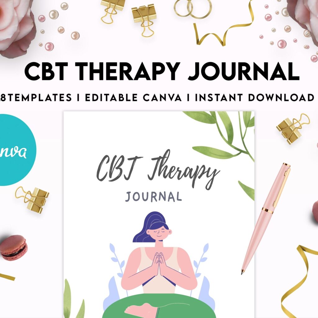 CBT Journal, CBT Worksheet and Planner Bundle, Cognitive Behavioural Therapy, Canva Editable Templates, interior anxiety
