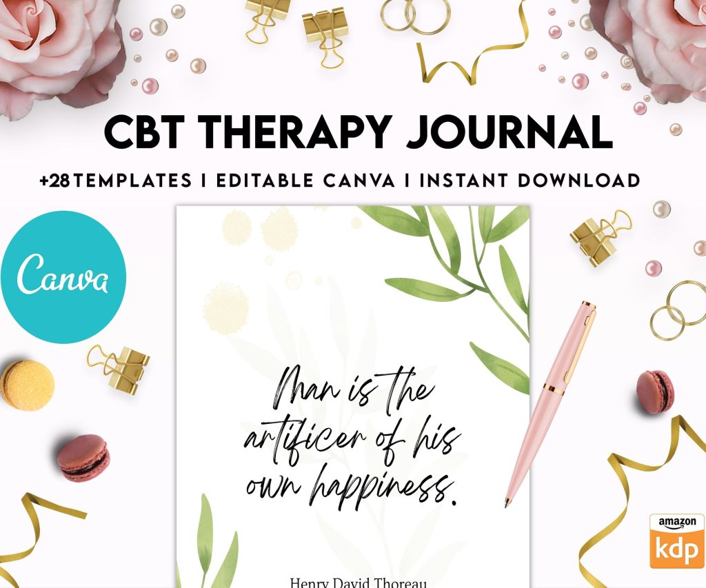 CBT Journal, CBT Worksheet and Planner Bundle, Cognitive Behavioural Therapy, Canva Editable Templates, interior anxiety