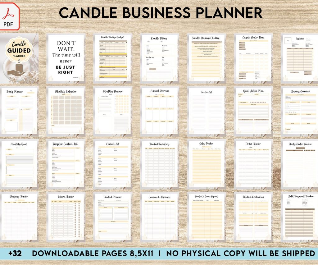 Small Business Planner Candle Business Planner, Order form, Invoice, Tracker Etc. , 32 pages PDF Printable, 8,5×11″ A4 size business invoice