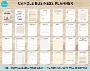 Candle Making Business Plan Candle Business Planner, Order form, Invoice, Tracker, 32 pages Canva Editable Templates, interior business invoice
