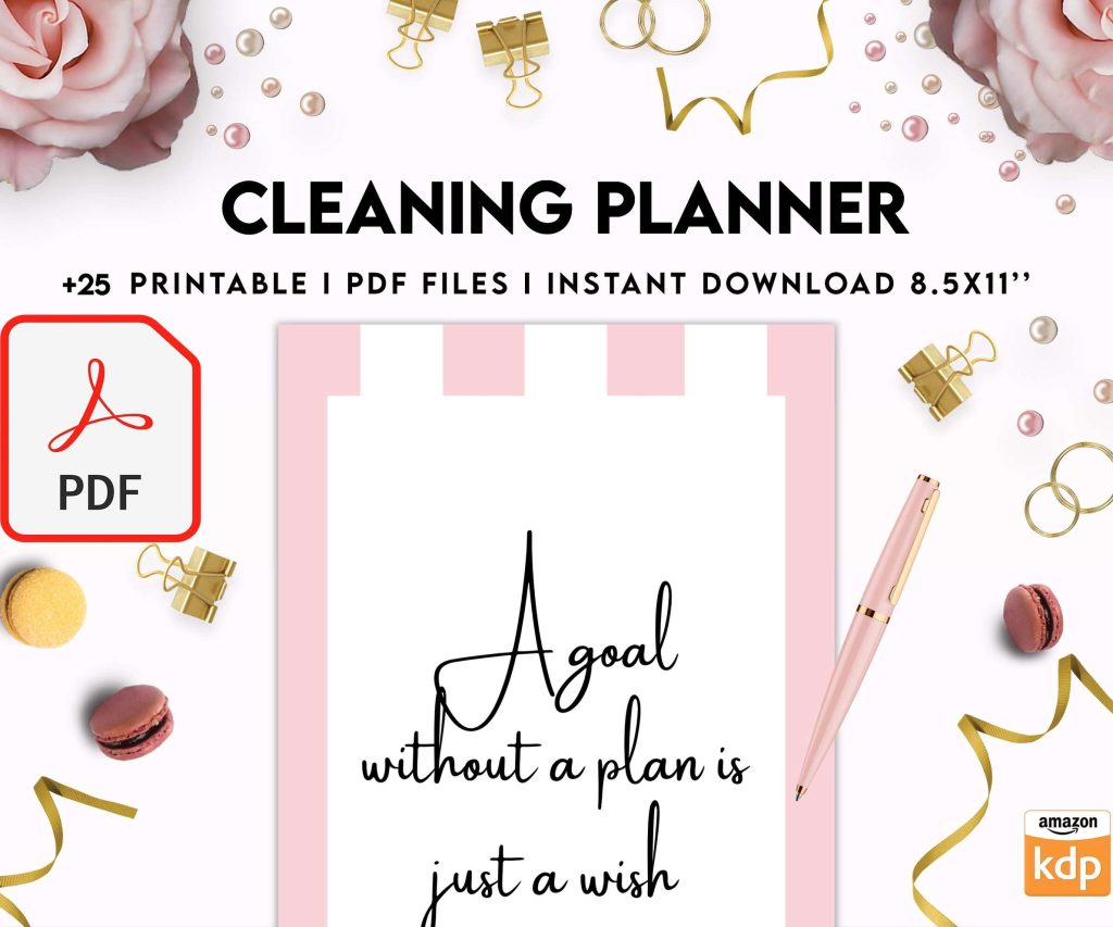 Cleaning Planner, Daily weekly monthly planner, cleaning Checklist, Cleaning tracker, PDF Printable, 8,5×11″ A4 size