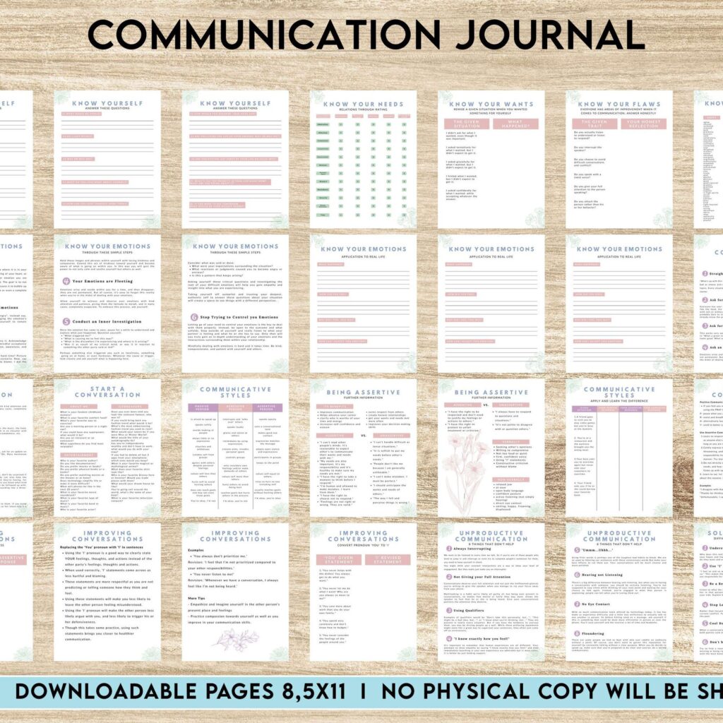 Communication Journal, DBT Interpersonal Effectiveness, Mental Health Editable Templates, Therapy Worksheets, Canva Editable Templates, interior Communication