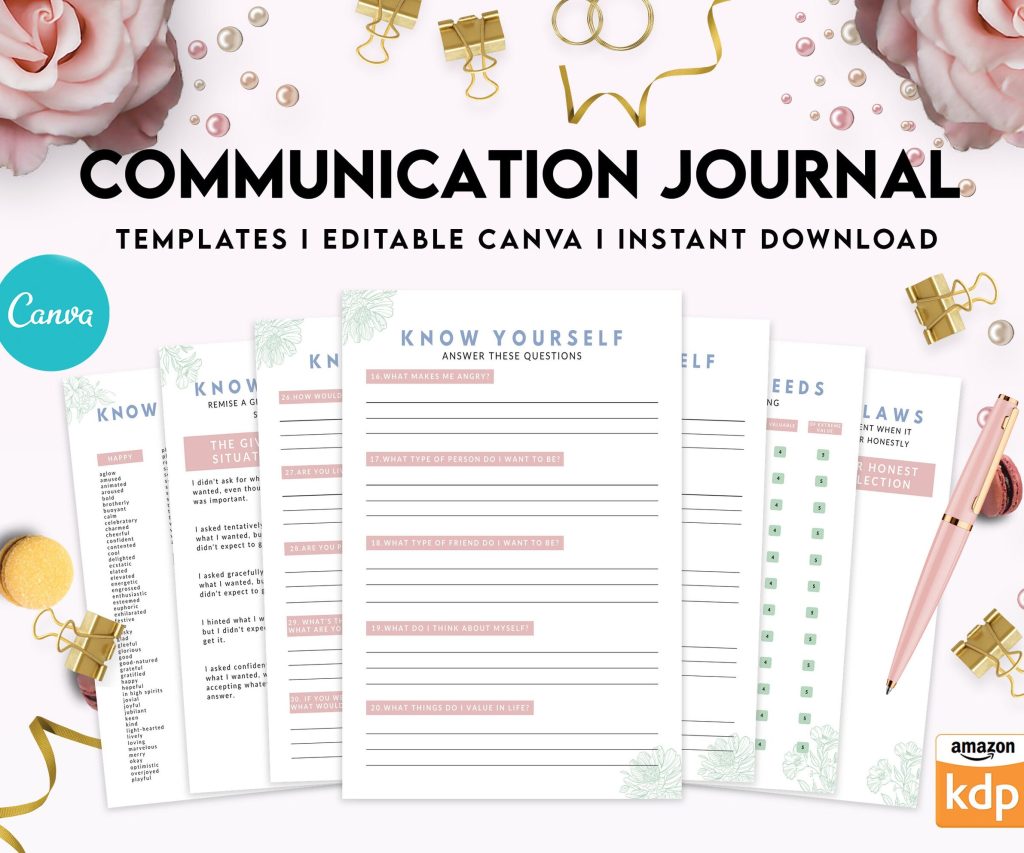 Communication Journal, DBT Interpersonal Effectiveness, Mental Health Editable Templates, Therapy Worksheets, Canva Editable Templates, interior Communication