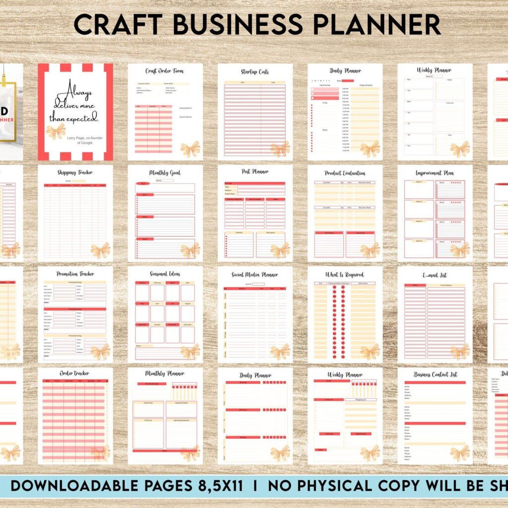 Craft Business Planner Template, Order form, Invoice, Tracker , Canva Editable Templates, interior, Binder journal Business Template