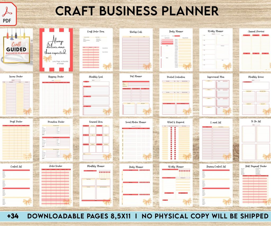 starting a craft business Craft Business Planner Template, Order form, Invoice, Tracker Etc. , PDF Printable, 8,5×11″ A4 size, Binder journal Business Template